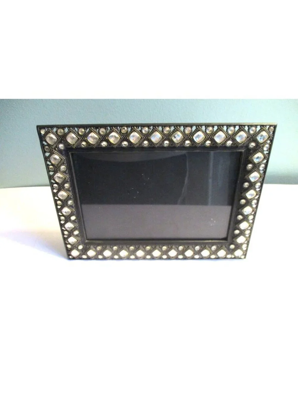 *Gemstone Accented Metal Tabletop Picture Frame